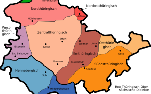 Karte der Dialekte in Thüringen